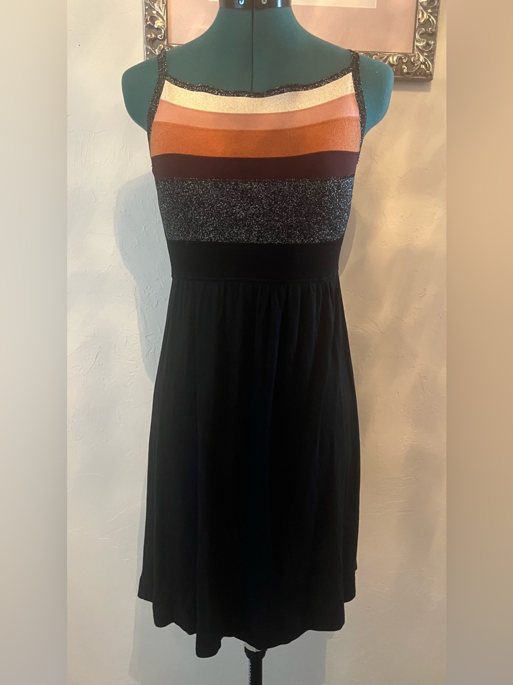 M Missoni Glitter Striped Camisole Dress with Black Knit Skirt